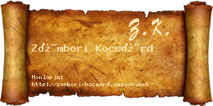 Zámbori Kocsárd névjegykártya